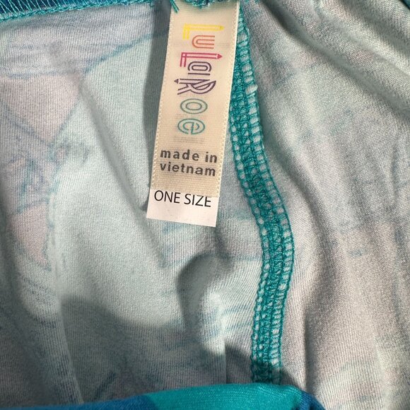 LuLaRoe Women's One Size Blue Turquoise Patterned Leggings OS Circles Soft - Picture 3 of 5
